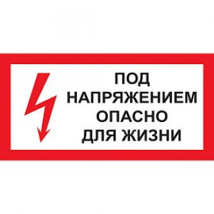 «Плакат безопасности Под напряжением! Опасно для жизни A14 (300х150 мм, пластик)»