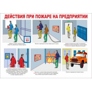 Плакат "Действия при пожаре на предприятии"