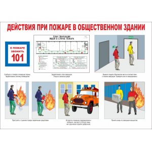 Плакат "Действия при пожаре в общественном здании"