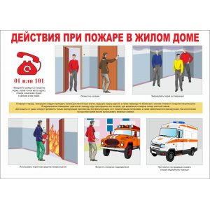 Плакат "Действия при пожаре в жилом доме"