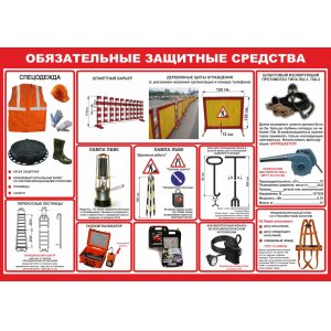 Плакат "Обязательные защитные средства"