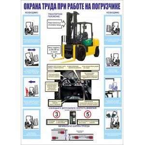 Плакат "охрана труда при работе на погрузчике"