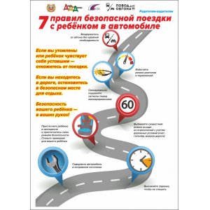 Плакат "Семь правил безопасности поездки с ребёнком в автомобиле""