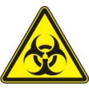 Знак безопасности Осторожно. Биологическая опасность (инфекционные вещества). W-16 150х150мм.
