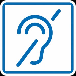 Знак И14 "Доступность для инвалидов по слуху", 150x150 мм, ПЭТ 2мм, клеевой слой, тактильная, лазерная резка, лак