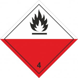 Знак опасности O4.2, "Вещества, способные к самовозгоранию", 250х250 мм, пленка