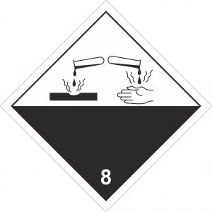Знак опасности O8, "Коррозионные вещества", 250х250 мм, пленка