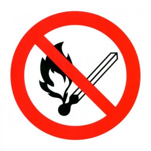 Знак Р 02 "Запрещается польз. открытым огнем", 200*200 мм