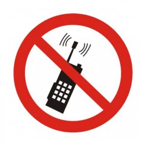 Знак Р 18 "Запрещается пользоваться мобильным (сотовым) телефоном или переносной рацией", 200*200 мм