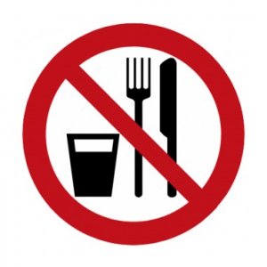 Знак Р 30 "Запрещается принимать пищу", 200*200 мм