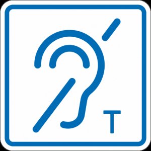 Знак ТП3.3 "обозначения помещения (зоны), оборудованной индукционной петлей для инвалидов по слуху ", 150x150 мм, ПЭТ 2мм, клеевой слой, тактильная, лазерная резка, лак