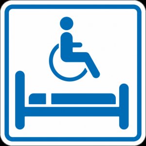 Знак ТП5.3 "обозначения комнаты длительного отдыха для инвалидов", 150x150 мм, ПЭТ 2мм, клеевой слой, тактильная, лазерная резка, лак
