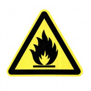 Знак W 01 "Пожароопасно. Легковоспламен. вещества", 200*200 мм